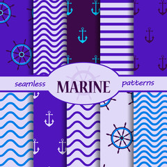 Marine set of seamless patterns