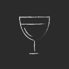 Glass of wine icon drawn in chalk.