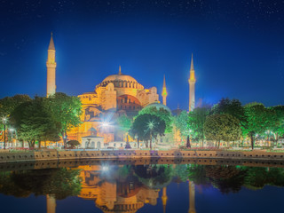 Hagia Sophia early at the night in Istanbul