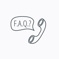 FAQ service icon. Support speech bubble sign.