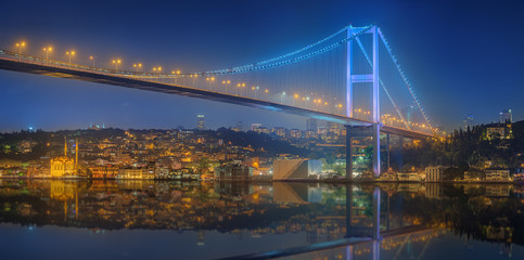 View of Bosphorus bridge at night Istanbul