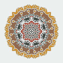 Stylized Mandala Art. Vector ornamental round lace with damask