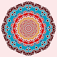 Oriental mandala print. Round lase pattern on the black