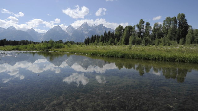 Fast Time Lapse Of Clouds At Schwabacher Landing In Grand Teton National Park, Wyoming.