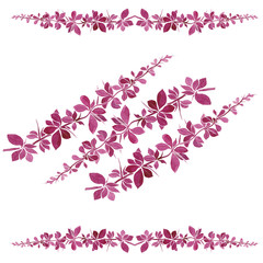 Fototapeta na wymiar watercolor original floral pattern with purple twig. botanical decoration