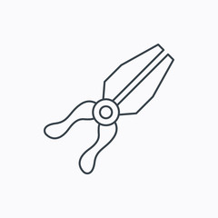 Pliers icon. Repairing fix tool sign.