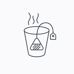 Tea bag icon. Natural hot drink sign.