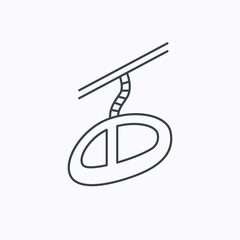 Teleferic icon. Telpher cable-railway sign.