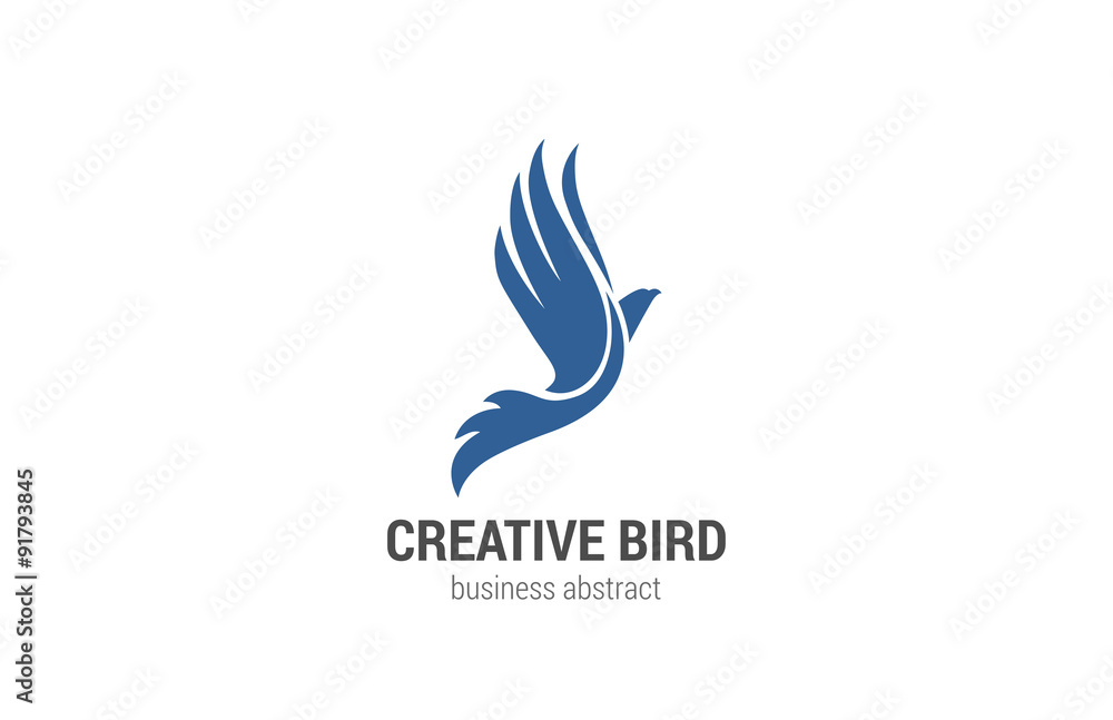 Poster flying bird logo abstract design vector template. phoenix concep