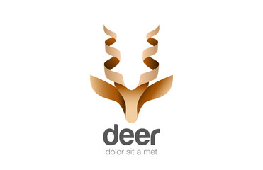 Head Deer Logo abstract geometric design vector Animal