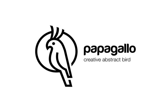 Parrot Logo abstract linear outline design vector