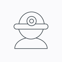 Worker icon. Engineering helmet sign.