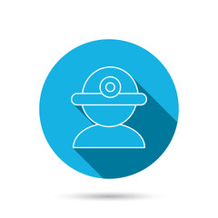 Worker icon. Engineering helmet sign.