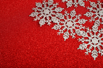 Fototapeta na wymiar Silver decorative snowflakes