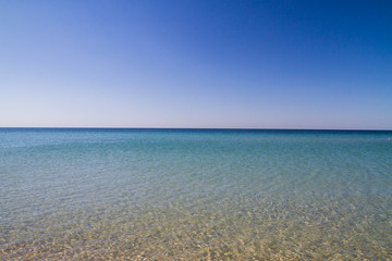 The beach of the Black Sea in the Crimea in the summer