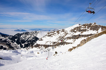 Fototapeta na wymiar High altitude ski slopes