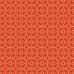 Golden seamless Chinese style lattice cross diamond geometry pattern background.
