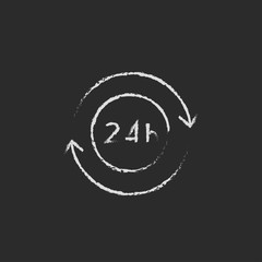Service 24 hrs icon drawn in chalk.