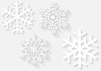 3D Snowflake Set - Winter Design Elements, Vector Illustration