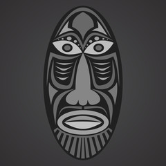Gray African Mask on a black background