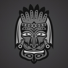 Gray African Mask on a black background