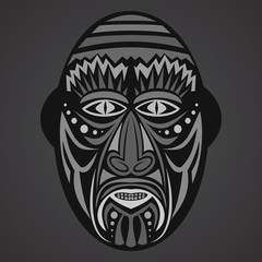 Gray African Mask on a black background