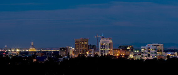 Night skyline of the City of Boise Idaho