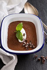 Chocolate mousse with cream