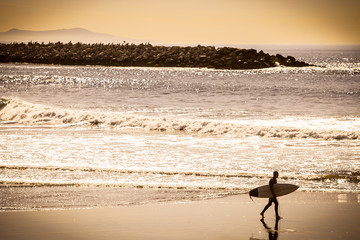 Fototapeta na wymiar Sunset surfer