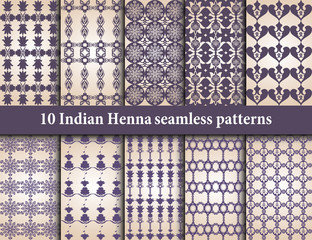 Indian vector seamless patterns. Endless textures for wallpapers.