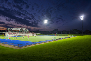Sports field at night with lights