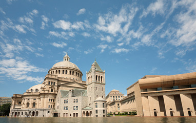 Fototapeta na wymiar The First Church of Christ, Scientist is the Mother Church and administrative headquarters of the Church of Christ, Scientist, Located in Boston, USA.