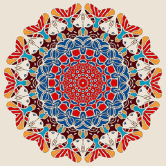 Bright Color Mandala Round Lace Design
