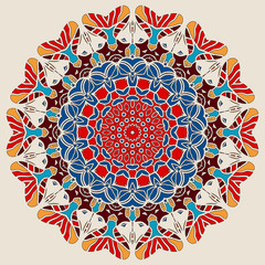 Bright Color Mandala Round Lace Design