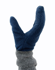 pick up with polar glove in white background