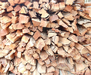 Stack of chopped firewood.