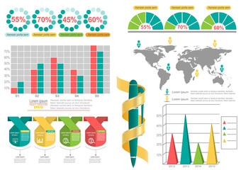 Collection of infographic set elements for business.Vector illus