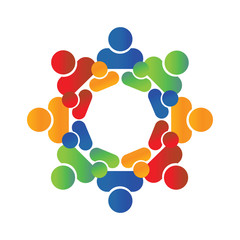 People logo round circle of group.