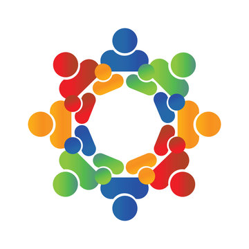 People logo round circle of group.