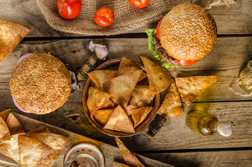 American rustic burger