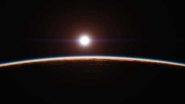 Dawn seen from space.
 "computer generated image"