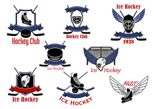 Ice hockey sport game icons and symbols