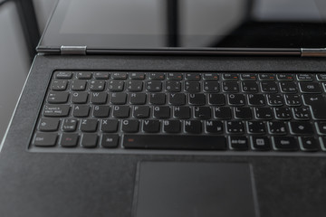 Black keyboard of touchpad.