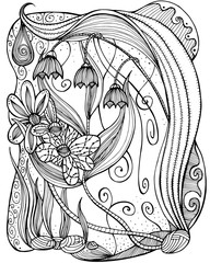 Pattern for coloring book. Ethnic retro design