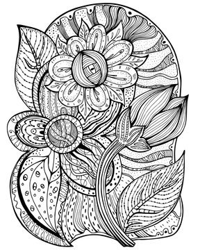 Pattern for coloring book. Ethnic retro design