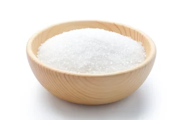 Rolgordijnen white sugar in a wooden bowl © koosen