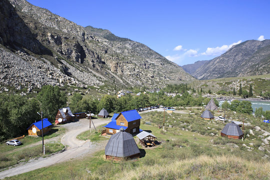 Recreational Cour Kechu at the confluence of mountain rivers Big