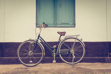 vintage bicycle and background building