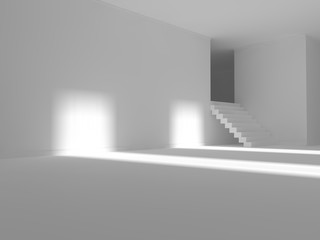 white room with window 3D rendering