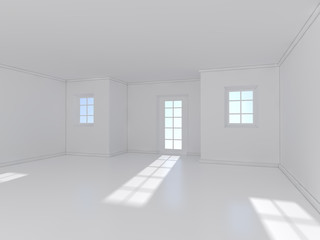 white room with window 3D rendering